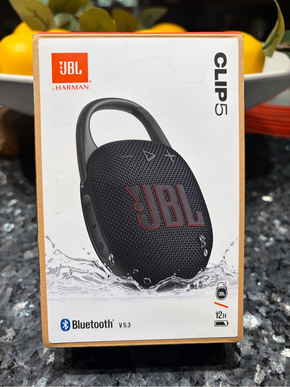 JBL Clip 5 Bluetooth Speaker in Black with Red Logo
